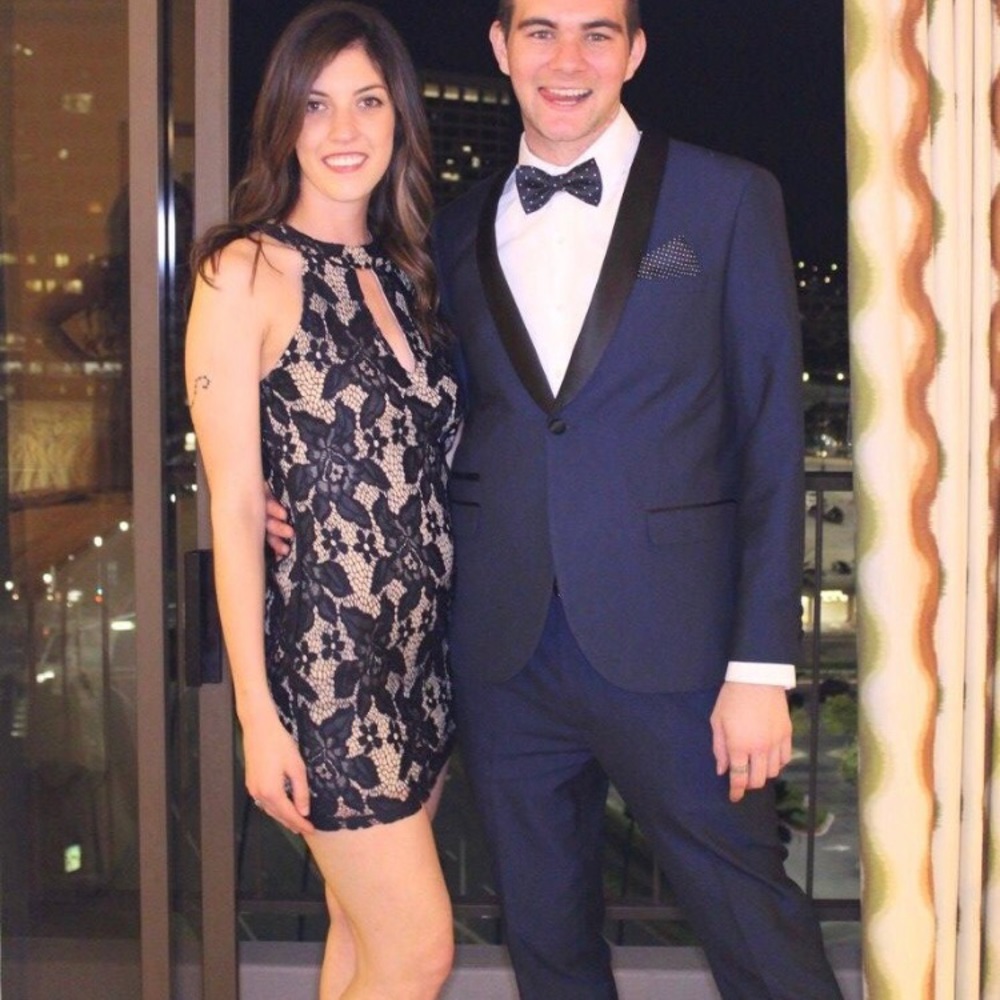 Windsor Navy Blue Lace Mini Dress